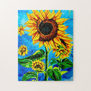 Puzzle Large Sunflowers Watercolor nature painting
