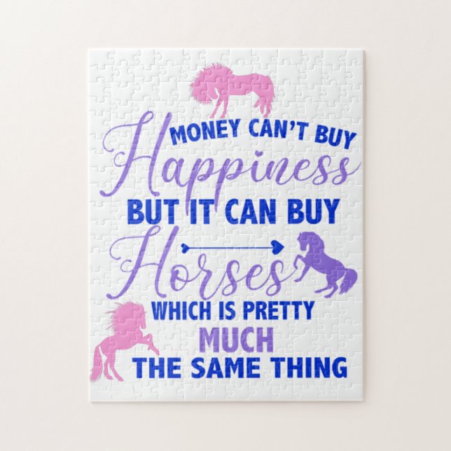 Puzzle L'argent peut acheter des chevaux violet rose   (Vertical)