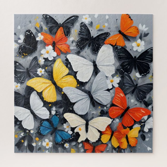 Puzzle L'art acrylique aux papillons colorés, (Vertical)