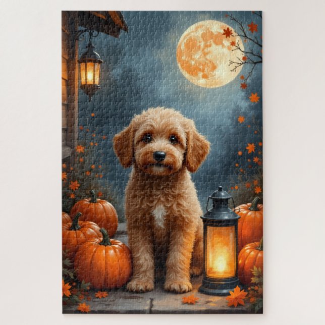 Puzzle L'art de Halloween de Cockapoo Cozy Farmhouse (Vertical)