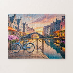 Puzzle L'art de la rivière au calme avec le vélo Photo Pu
