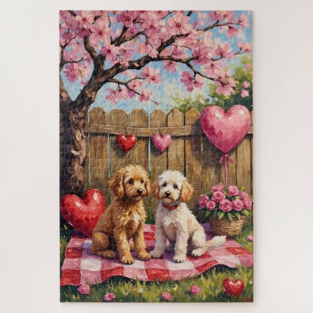 Puzzle L'art de la Saint-Valentin pour Caniche (Vertical)