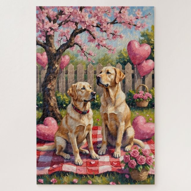 Puzzle L'art de la Saint-Valentin pour Labrador Retriever (Vertical)