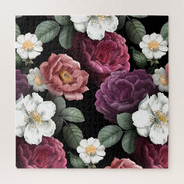 Puzzle L'art des fleurs d'illustrations des Roses Vintage (Vertical)