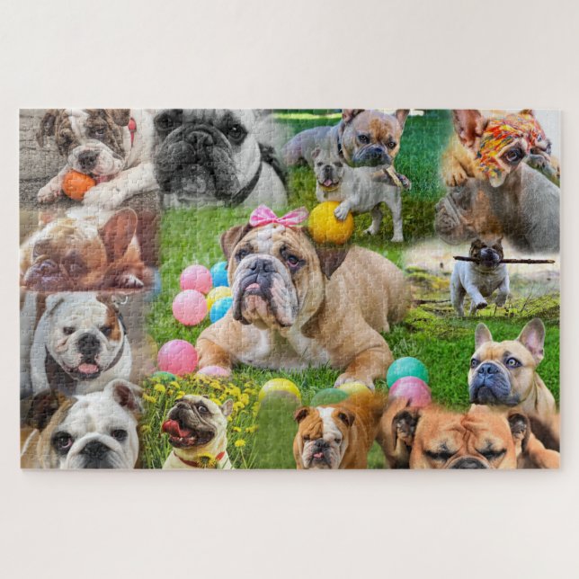 Puzzle L'art des mignons Bulldogs | Chiens de collection  (Horizontal)