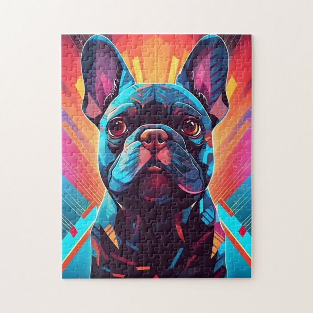 Puzzle L'art du Bulldog français coloré (Vertical)