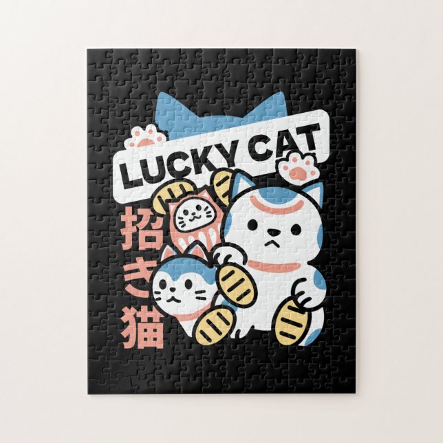 Puzzle L'art du chat chanceux – Maneki Neko avec pièce d' (Vertical)