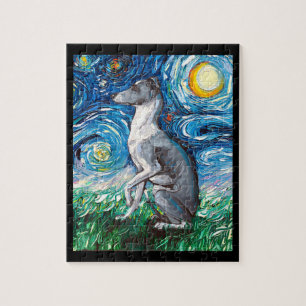 Puzzle L'art du chien hippet de nuit étoilé en Grèce