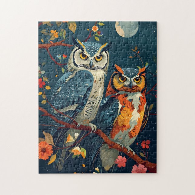 Puzzle L'art du hibou vintage (Vertical)