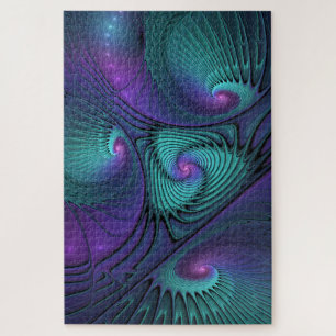 Puzzle L'art fractal abstrait moderne rencontre le turquo