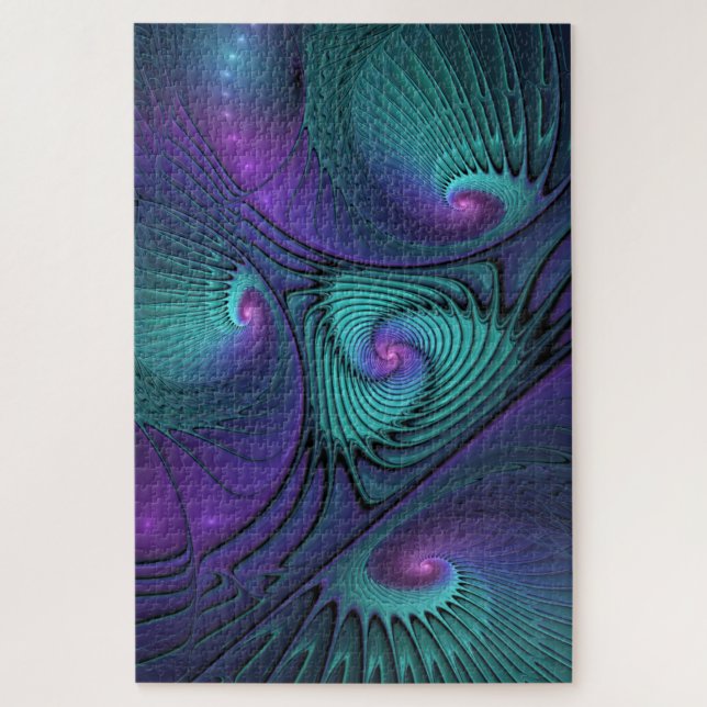 Puzzle L'art fractal abstrait moderne rencontre le turquo (Vertical)