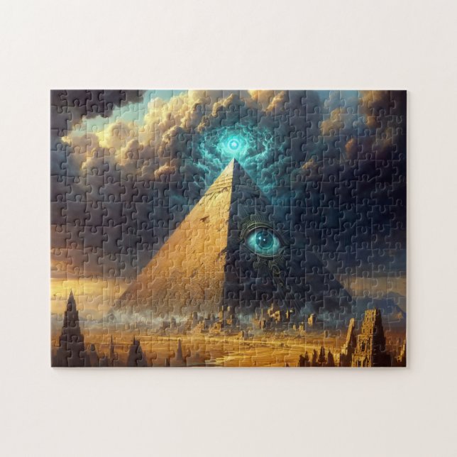 Puzzle L'art pyramidal bleu mystique (Horizontal)