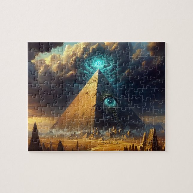 Puzzle L'art pyramidal bleu mystique (Horizontal)