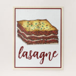 Puzzle Lasagna Lasagna Italienne Cuisine américaine<br><div class="desc">Le design des aliments est une illustration originale de délicieuses lasagnes italiennes à base de viande,  de sauce marinara et de fromage mozzarella. Idéal pour les gourmands ou les amateurs de cuisine italienne. Personnalisez simplement vos informations.</div>