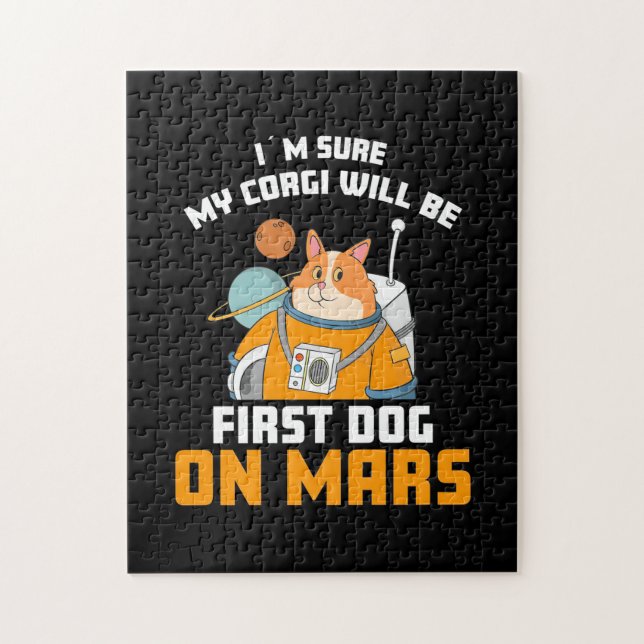 Puzzle L'astronaute est sûr que mon Corgi sera le premier (Vertical)