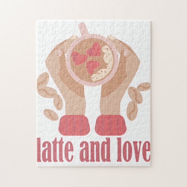 Puzzle Latte et coupe d'amour, mains et citation de café (Vertical)