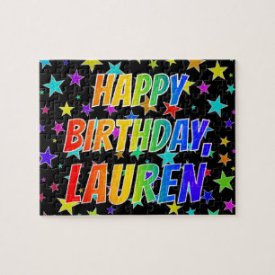Puzzle "LAUREN" Prénom, amusant "HEUREUX ANNIVERSAIRE"