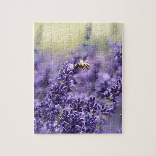 Puzzle Lavande de printemps avec abeilles floral violet (Vertical)