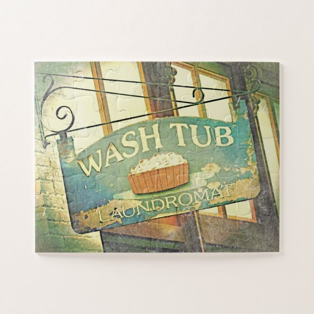 Puzzle Lave-linge Laverie Vintage Signal surdimensionné (Horizontal)