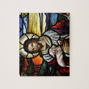 Puzzle Le Bon Pasteur; Jésus sur le vitrail