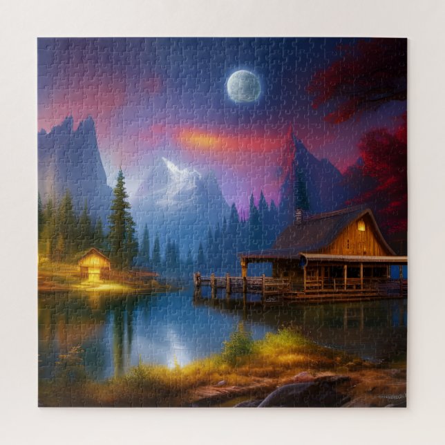 Puzzle Le Cabine dans l'anse sous la lune (Vertical)