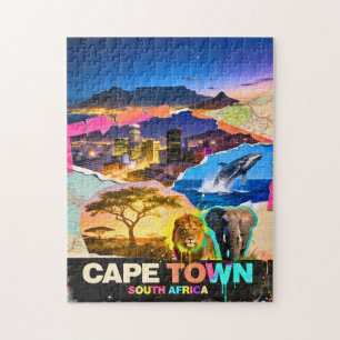 Puzzle Le Cap Afrique du Sud Collage Safari Montagne Mer