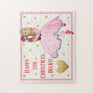Puzzle Le casse-tête rose de la fille de Noël personnal