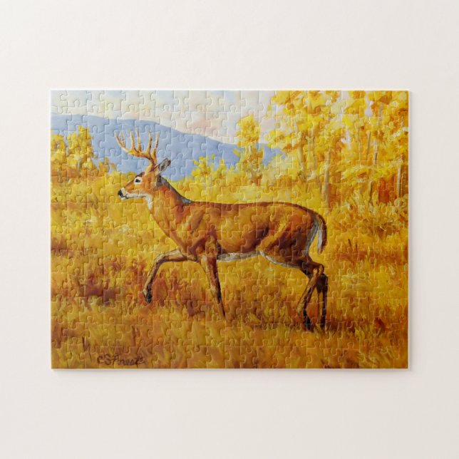 Puzzle Le cerf de Virginie dans la forêt d'Aspen à l'auto (Horizontal)