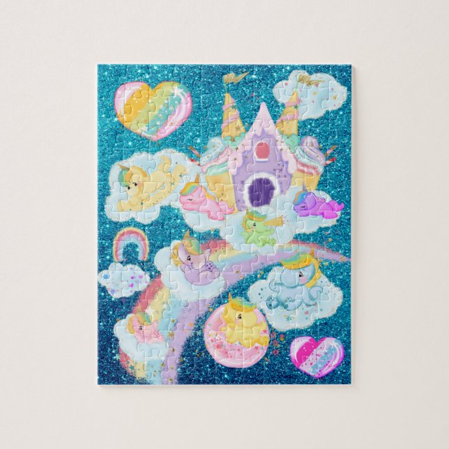 Puzzle Le château de glace de l'Unicorne magique Rainbow  (Vertical)