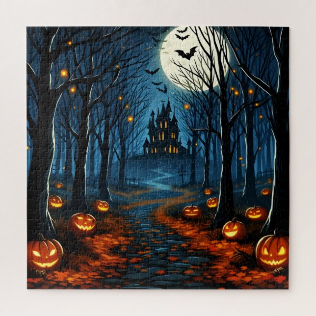 Puzzle Le chemin de la forêt hantée- Halloween (Vertical)