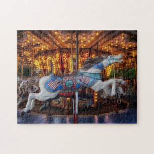 Puzzle Le cheval de carrousel et joyeux colorés vont ron