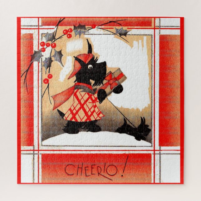 Puzzle Le chien écossais de Noël des années 1930 dit "Che (Vertical)