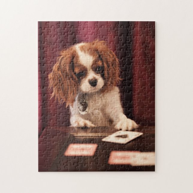 Puzzle Le chiot joue aux cartes (Vertical)
