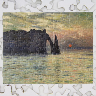 Puzzle Le Cliff Etretat, coucher de soleil de Claude Mone