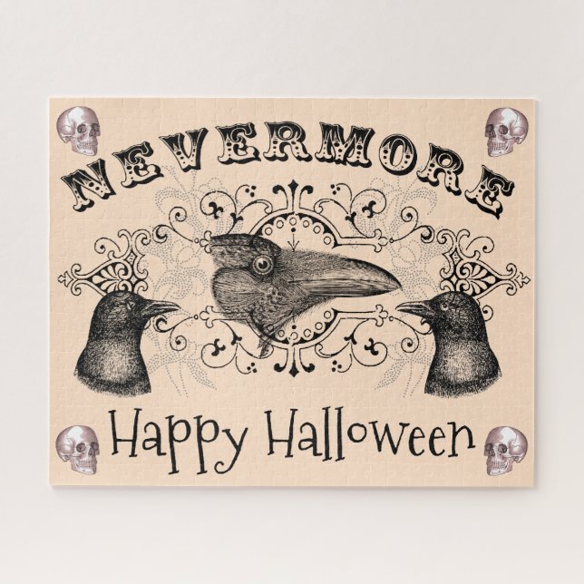 Puzzle Le crâne gothique d'Halloween Ravens (Horizontal)