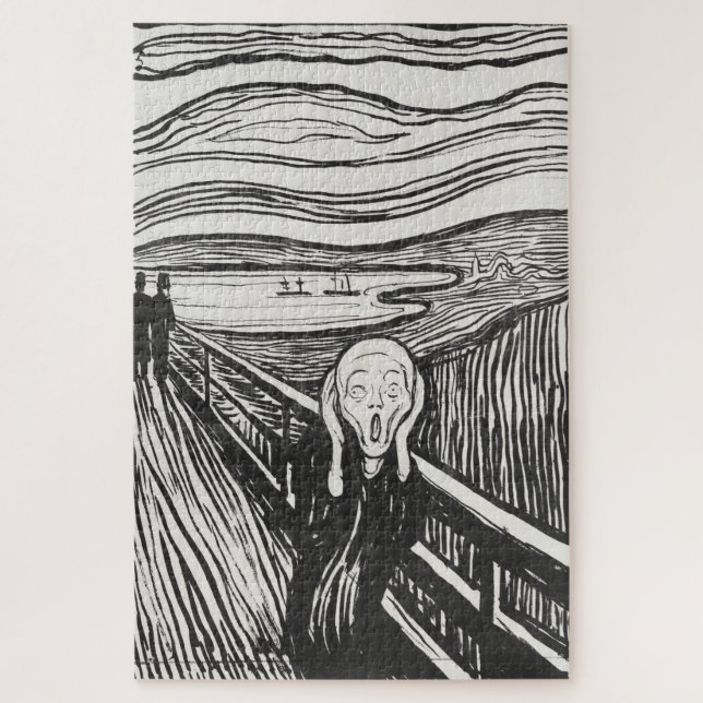 Puzzle Le cri d'Edvard Munch noir et blanc (Vertical)