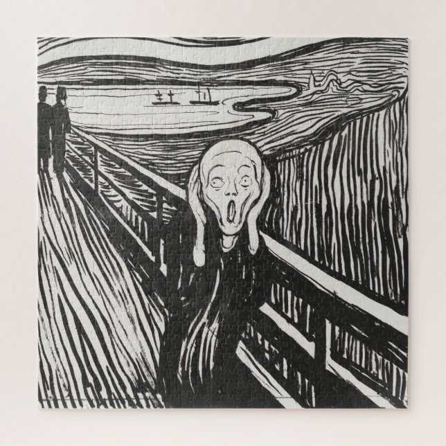 Puzzle Le cri d'Edvard Munch noir et blanc (Vertical)
