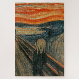 Puzzle Le cri - Edvard Munch bleu rouge noir