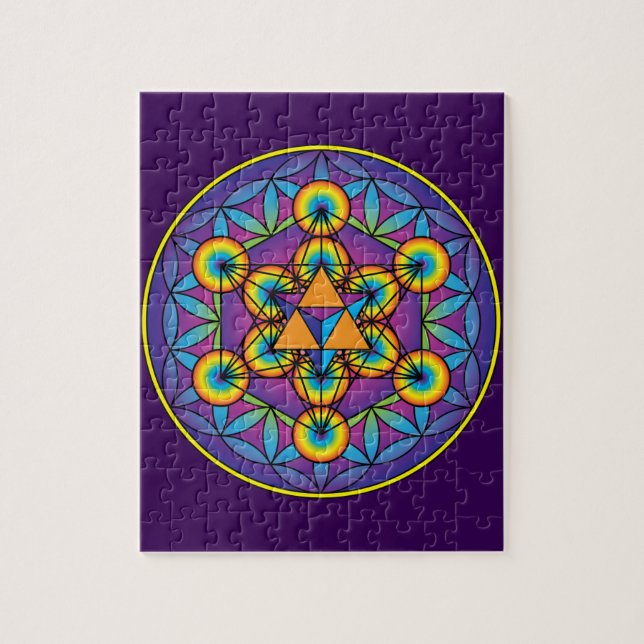 Puzzle Le cube Merkaba de Metatron sur la fleur de la vie (Vertical)