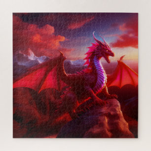 Puzzle Le Dragon Rouge Perce Sur Craggy Mountain Peak