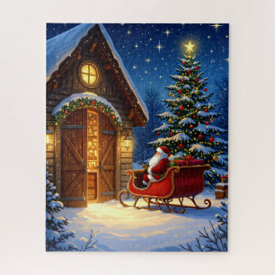 Puzzle Le Drapeau de père Noël au bord de l'arbre de Noël
