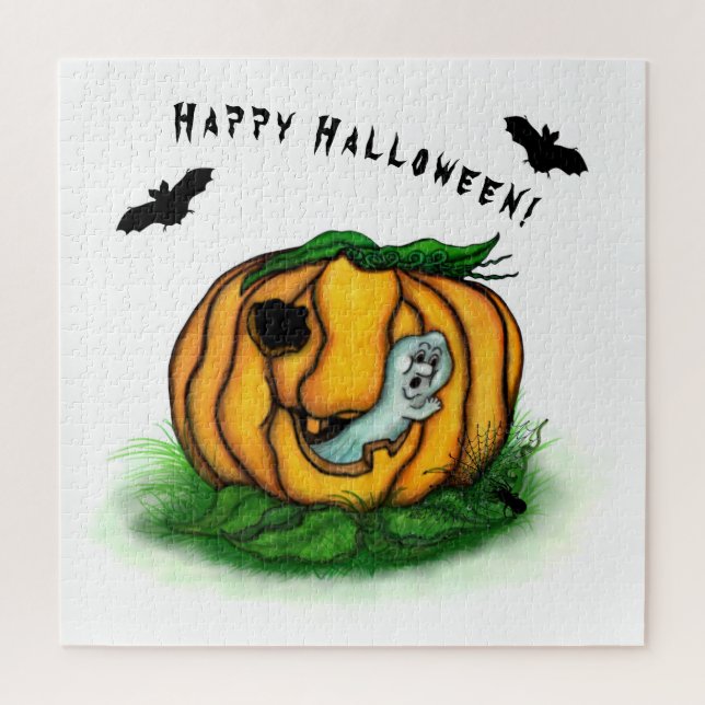 Puzzle Le fantôme d'Halloween, chauve-souris, fantôme et  (Vertical)