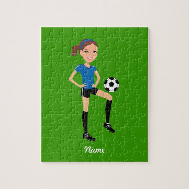 Puzzle Le footballeur de la fille personnalisé (Vertical)