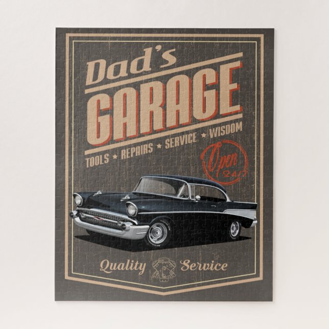 Puzzle Le Garage Chevy noir de papa 1957 (Vertical)
