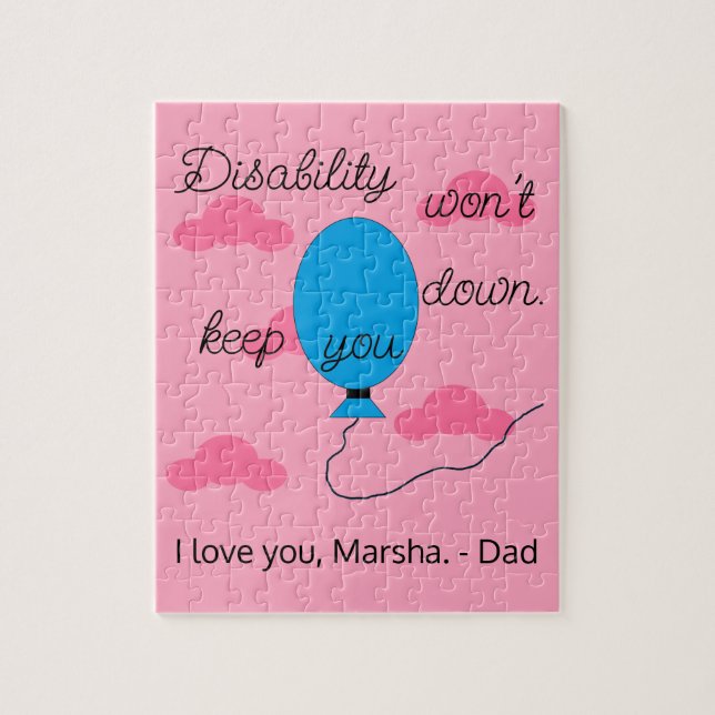 Puzzle Le handicap ne vous abattra pas : rose et bleu (Vertical)