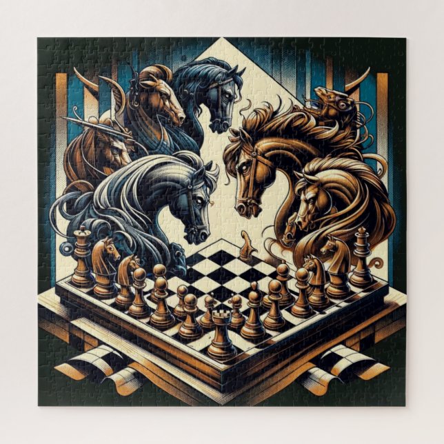 Puzzle Le jeu des chevaliers - les échecs rencontre l'ima (Vertical)