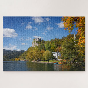 Puzzle Le lac a saigné avec des arbres dans des couleurs