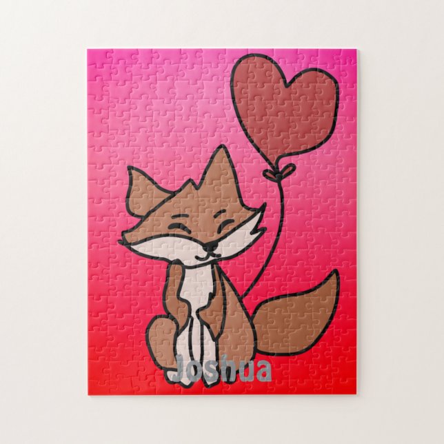 Puzzle Le Lonely Fox et le Heart Balloon | Amour (Vertical)