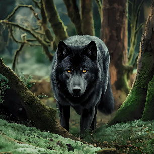 Puzzle Le Loup Noir Émerge De La Forêt