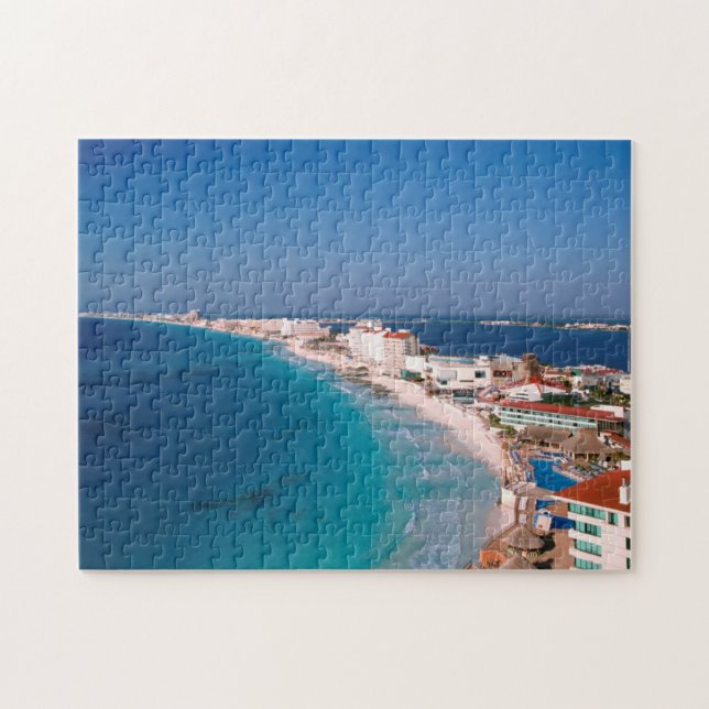 Puzzle Le Mexique, Cancun, vue aérienne des hôtels (Horizontal)